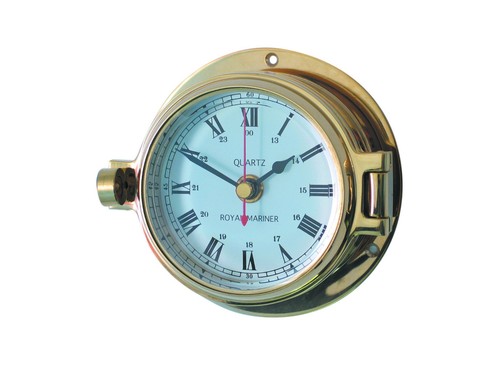 Brass barometer clock tide - ,